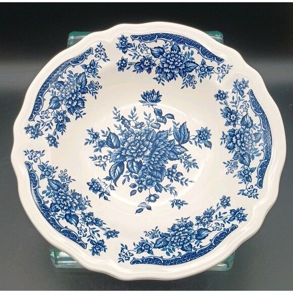 Blue Carnation Ironstone Serving Bowl 9.5" Dishwasher Safe Oven Proof Japan - Picture 1 of 7